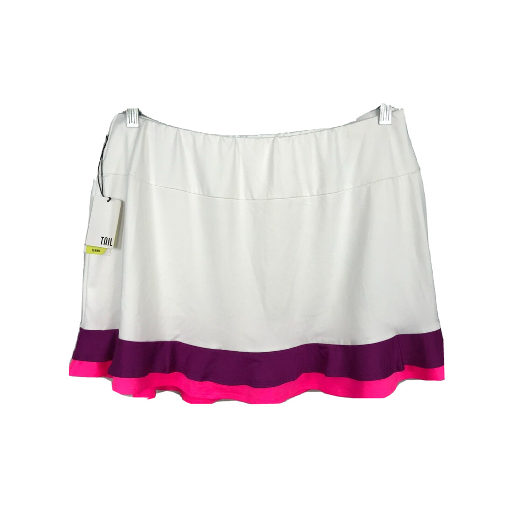 NWT Tail Skort Womens Sz XL White Purple Pink Double Flounce A Line Tennis Skirt